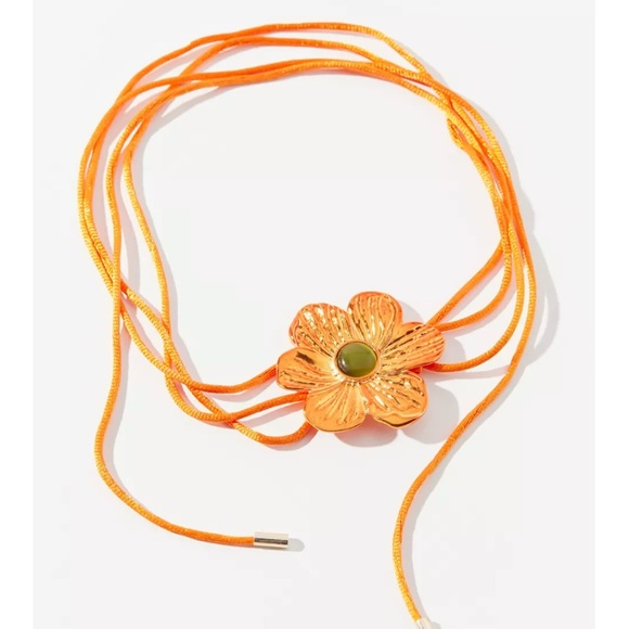 SOLD OU Metallic Flower Wrap Choker Necklace - Picture 2 of 5